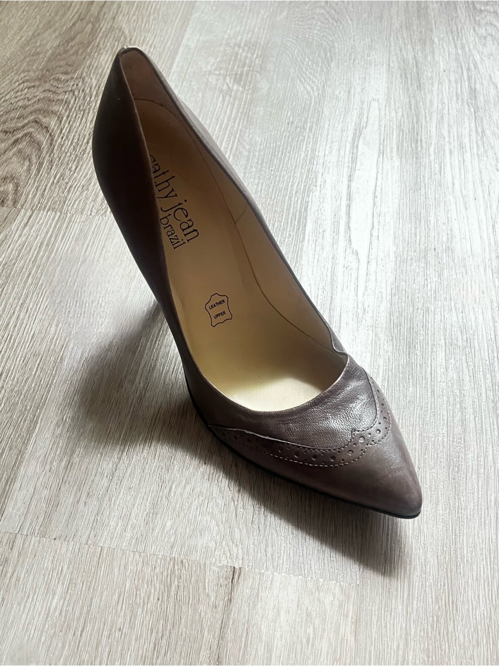 Cathy Jean Chocolate Brown Pointed Leather Pump